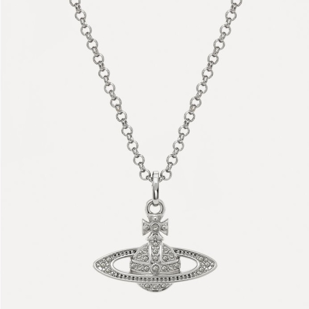 Vivienne Westwood Silver Mini Bas Relief Orb Necklace (item 189)